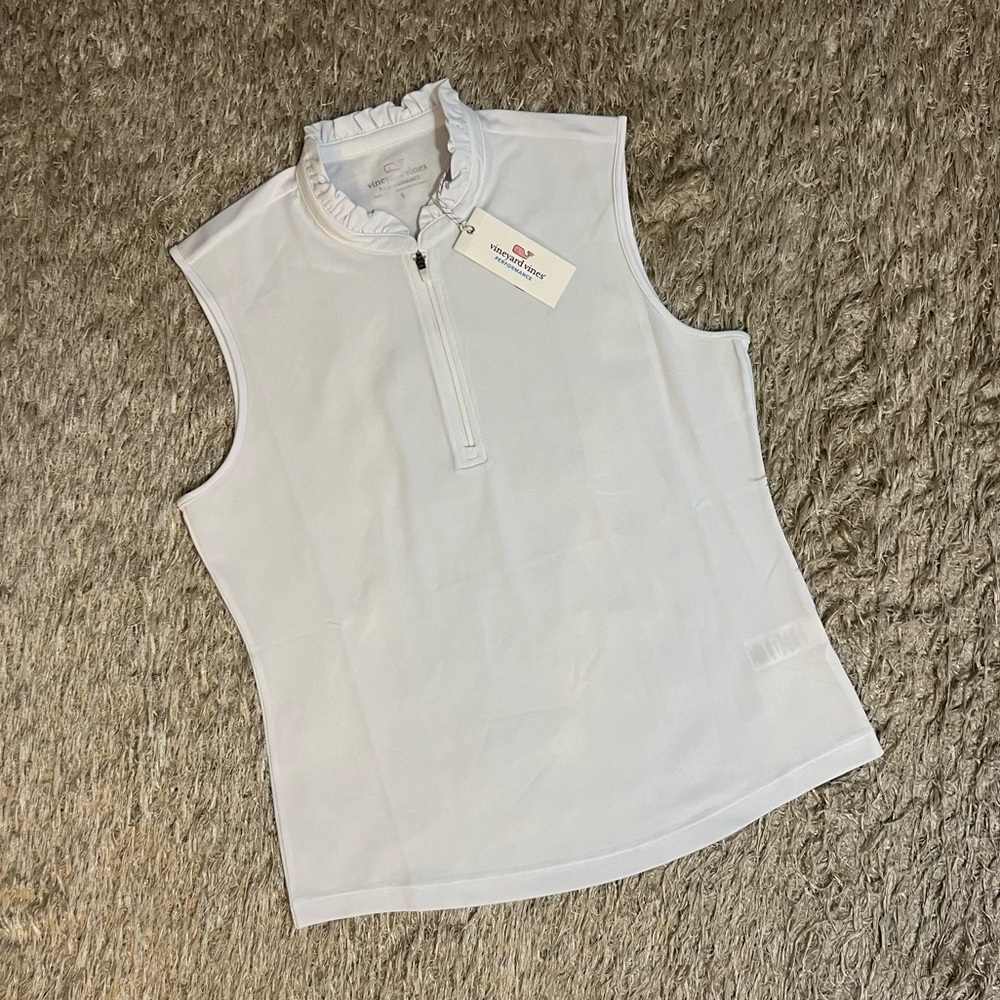 NWT Vineyard Vines Performance Ruffled Sleeveless Polo